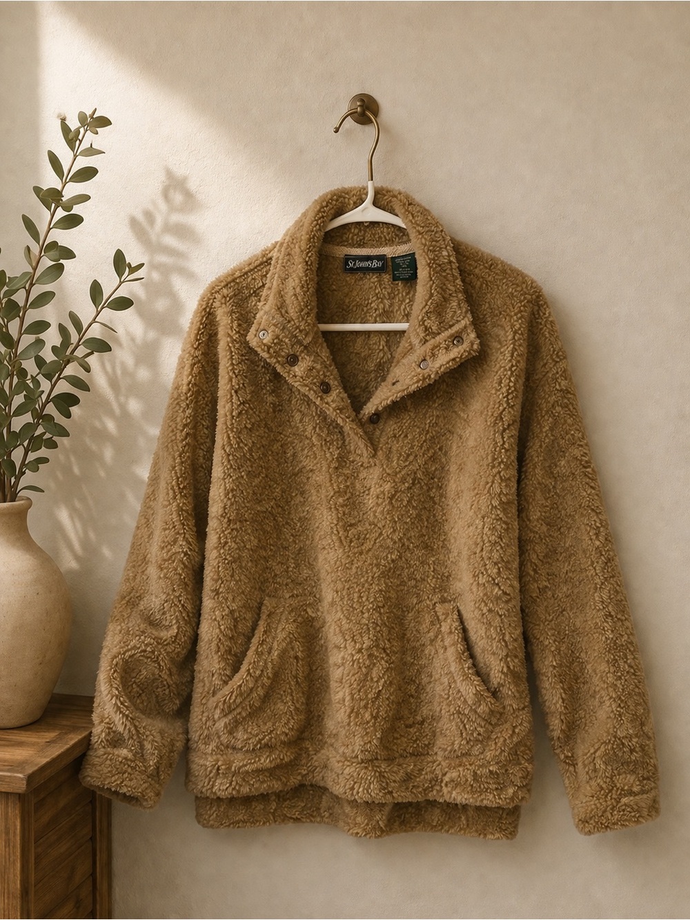 Stillwater Supply Co 1/4 Button Fuzzy Fleece, Oversize Women’s M Gorpcore